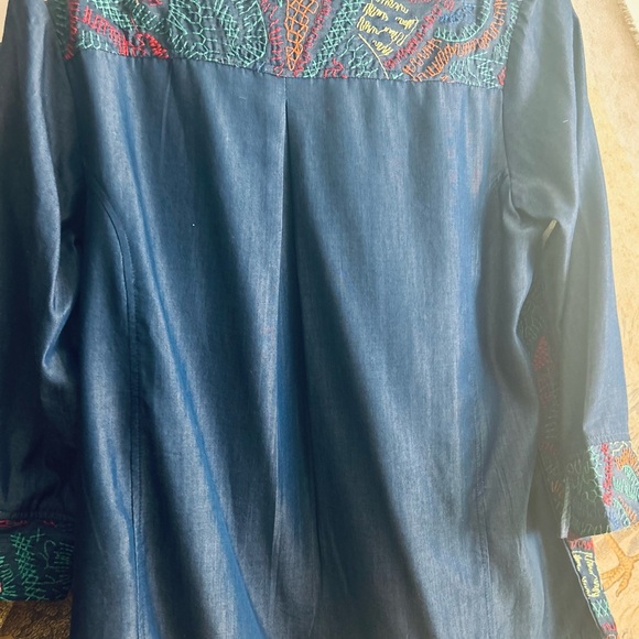 New Boho Parsley & Sage Embroidered Blouse Top SZ Medium - Picture 6 of 9